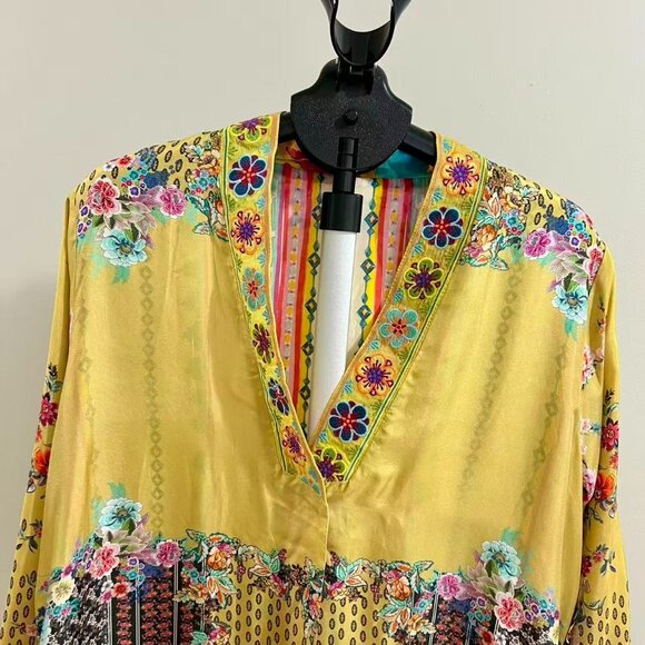 $880 NWOT Johnny Was Long Reversible Silk Embroidered Bohemia Kimono Size S - Picture 6 of 16